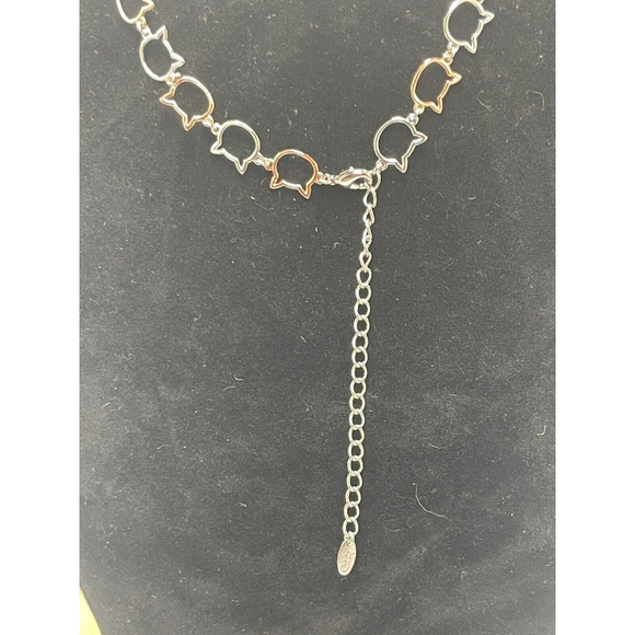 Cat Lady Box Cat Kitten Kitty Feline Silver & Gold Link Signed Necklace - Picture 5 of 7
